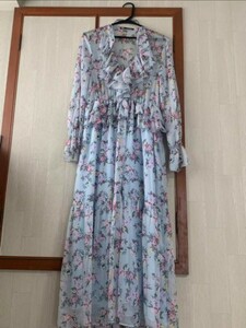 ZARA　シースルー　花柄　フリルロングワンピース