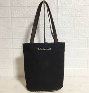 no29583 Burberrys バーバリー ヴィンテージ ノバチェック レザー キャンバス 肩掛けショルダー トート バッグ