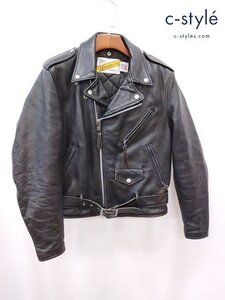 Q392c [人気] Schott ショット ダブルライダースレザージャケット 38 ブラック | アウター Q