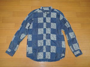 SOPHNET. ソフネット インディゴ パッチワークシャツ M 17SS / INDIGO PATCH WORK REGULAR COLLAR SHIRT ピンストライプ、花柄、水玉