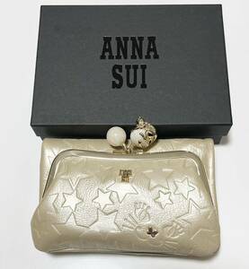 アナスイANNA SUI プレイングキャット 外口金二つ折り財布　ゴールド　新品　がま口