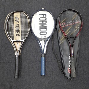 テニスラケットまとめて3本 ミズノ TECHNIX 03 / YONEX ヨネックス REXBORON 27 R-27/ FORNIDO 軟式用 硬式用 ケース付き　み