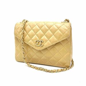 1円 良品 CHANEL シャネル マトラッセ ココマーク ラインストーン ラムスキン チェーン ショルダー バッグ dD0632N