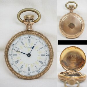 【金富士】19世紀末～20世紀初頭　ゴールドフィルド ELGIN エルジン懐中時計 手巻き 動作品