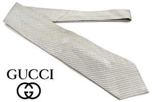 N505★送料無料★GUCCI グッチ★高級イタリア製 織りストライプ柄 コットン×シルク混ネクタイ