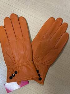 柔らかラム革手袋オレンジLサイズ レザー グローブ 革手袋 ラムレザー レザーグローブ 裏起毛