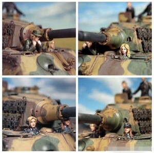 1/35　未塗装レジン製フィギュア　ドイツ軍　女性戦車兵　4体