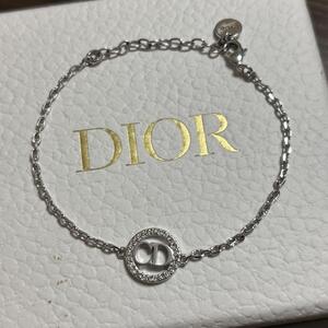 ［美品］Christian Dior クリスチャンディオール　Petit CD プチ CD チェーン ブレスレット　シルバーカラー ラインストーン　