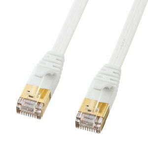 CAT7ウルトラフラットLANケーブル 0.5m ホワイト 10GBASE対応 耐ノイズ 1.9mmの薄さを実現した サンワサプライ KB-FLU7-005W 新品 送料無料