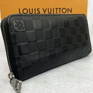 【美品】LOUIS VUITTON ルイヴィトン ジッピーウォレット ヴェルティカル 長財布 ダミエ アンフィニ レザー 黒 ブラック メンズ ビジネス