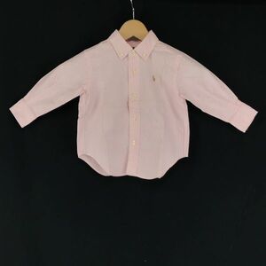 送料込★RALPH LAUREN/ラルフローレン★長袖シャツ【キッズ80/ピンク/ストライプ】ベビー服◆BF662