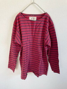 LAURA ASHLEY　ローラアシュレイ　長袖Tシャツ　ロンT　レディース　Mサイズ　ボーダー　レッド系　古着女子