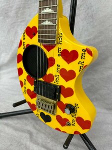 □t1026　中古★FERNANDES　zo-3 yellow heart　#FG10100025　フェルナンデス　エレキギター　ヒデモデル　イエローハート　ソフトケース付