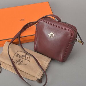 1円 美品 HERMES エルメス ジョッキー ショルダーバッグ シェーブル レザー ボルドー 〇P刻印 馬金具 ホース レッド ポーチ 鞄 Mc.i