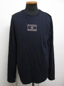 ｍ6092 美品　TOMMY HILFIGER　メンズ　ロンＴ　長袖トップス　ネイビー　Ｍ　綿100％　ORGANIC COTTON　ブランドロゴなど