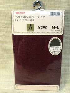 ヘリンボンカラータイツ 70デニール M-L ワイン Women 