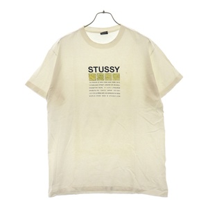 STUSSY ステューシー 90s 紺タグ フロント マッププリント 半袖Tシャツ ホワイト