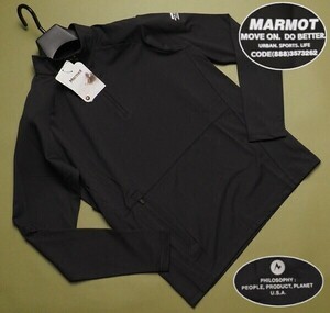 新品正規10900円 Marmot マーモット 海外限定 1/4ジップ ロングTシャツ/プルオーバー 105(XL)ブラック(BK) TSS0003 直営店購入 ラスト