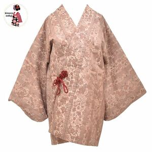 1円 美品 道中着 交織 ピンク系 身丈78cm 同梱可 【kimonomtfuji】 1nfuji46596