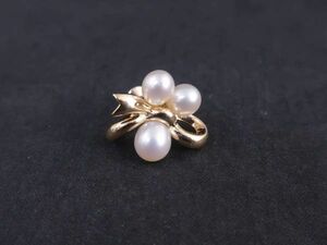 美品　MIKIMOTO　ミキモト　K18YG　パールイヤリング　3P　真珠　片方