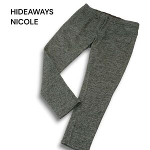 HIDEAWAYS NICOLE ハイダウェイ ニコル 秋冬 裏起毛★ ヘリンボーン テーパード パンツ Sz.56　メンズ グレー 大きいサイズ　A4B05212_A#Q