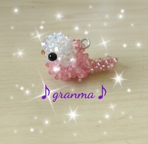 ♪granma♪ピンクインコストラップ＊ミニ