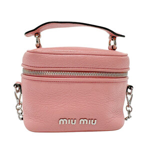 ミュウミュウ MIUMIU ハンドバッグ ショルダーバッグ レザー ピンク n0825