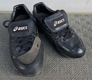 野球 ポイントスパイク アシックス/ASICS 黒 24.0cm P皮付 箱ナシ 樹脂製スタッド ソフトボール ブラック