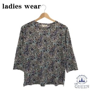 ☆美品☆ ladies wear カットソー 七分袖 染め 総柄 901-465 送料無料