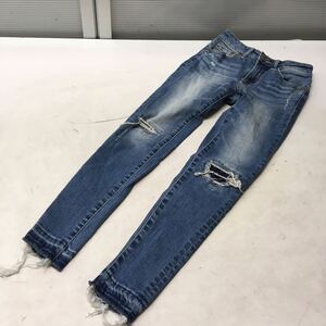 送料無料★AZUL by moussy アズールバイマウジー★ダメージデニムパンツ　ダメースキニーパンツ★レディース　XXSサイズ#51221sbj