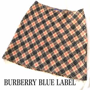 ★ BURBERRY BLUE LABEL バーバリーブルーレーベル チェック柄 ノバチェック ウール 台形 ミニスカート ミニ スカート M 美品 Y2K 00ｓ ★