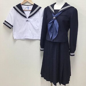 O678/L(中古)埼玉県 和光市立第三中学校 女子制服4点 /旧制服/指定品/160A/セーラー/ジャンパースカート/スカーフ/白3本/学生服/卒業生品