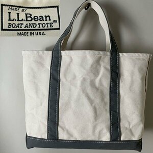 ★【希少 USA製】名作 L.L.Bean LLビーン 112636 BOAT AND TOTE ボート アンドトート グレー系 キャンバス トートバッグ Mサイズ USED