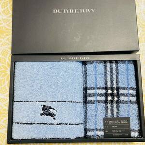 新品/BURBERRY/フェイスタオル/ウォッシュ/正規品/バーバリー/Burberrys/綿100%/西川産業/ノバチェック/未使用/匿名/青/水色/ブルー/箱無