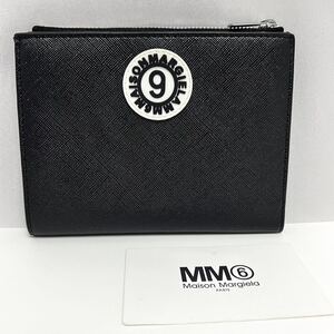 新品 箱無 MM6 MAISON MARGIELA メゾンマルジェラ ロゴ ダブル ファスナー ウォレット 財布 エムエム ブラック 折り財布 黒 小銭入れ付