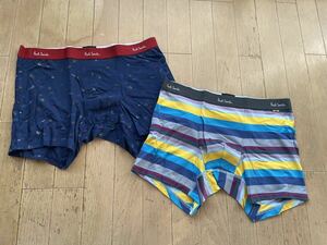 即決！ポールスミス！PAUL SMITH REGULAR&SHORT BOXER 2枚組 不思議柄ネイビー・ワイドボーダーサックス LL