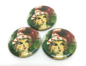 佐伯祐三　缶バッジ　３個　セット　名画　絵画　アート　グッズ　人形 　ART　Button Badge