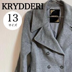 KRYDDERI クリュドリィ ロングコート アウター 無地 フレア グレー ウール カシミア レディース サイズ13 【k168】