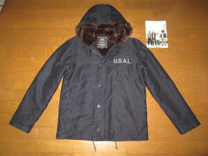 美品良好 アルファ ALPHA INDUSTRIES デッキジャケット フード付き N-1 ジャケット XL ボア フード 紺 U.S.A.L. USAL 20551-467 ネイビー