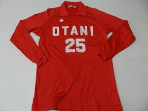 デサント製！男女兼用【★『OTANI/大谷！＃25』高校・大学！/レッド！クラブ・部活！】バレーボール・ユニフォーム！/Lサイズ