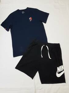 NIKE ナイキ Tシャツ DA8860 ネイビー 状態良い ハーフパンツ AR2376 ブラック 状態良い 上下セット size L