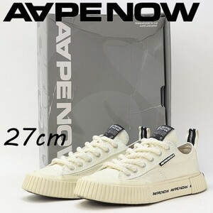 ◆AAPE BY A BATHING APE ア ベイシング エイプ AAPE NOW SHOES GALAXY キャンバス×レザー ロゴ スニーカー シューズ オフホワイト 27cm