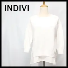 【未使用に近い】INDIVI インディヴィ ニット セーター 長袖 ホワイト M