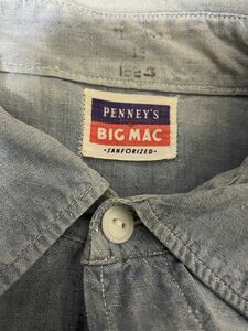 古着 ヴィンテージ 50s PENNYS ペニーズ BIG MAC ビックマック シャンブレーシャツ サイズ15