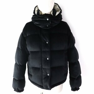 極美品△MONCLER モンクレール 23-24AW DAOS ダオス ロゴパッチ・フード付 ダウンジャケット ブラック 00 正規品 レディース ハンガー付