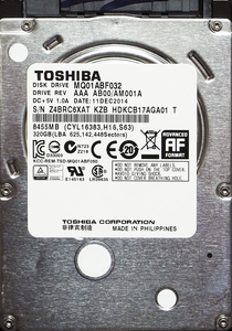 TOSHIBA MQ01ABF032 2.5インチ 7mm SATA600 320GB 59回 16547時間