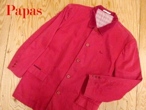 ★パパス Papas★メンズ 襟コーデュロイ コットンステンカラージャケット★R61117034A