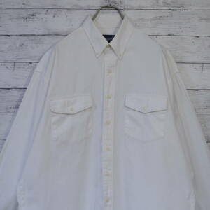 ラングラー Wrangler 厚手 無地 単色 長袖 ボタンダウンウェスタンシャツ BDシャツ 17 XL ホワイト 白 WESTERN SHIRTS 20202637