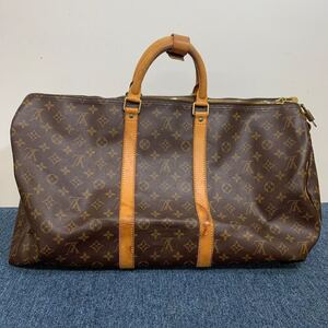 ルイヴィトン LOUIS VUITTON キーポル50 M41426 ボストンバッグ モノグラム キャンバス ブラウン 南京錠 カギ ネームタグ バッグ 旅行 現状