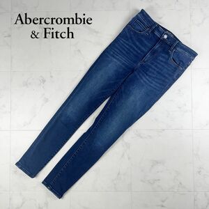 美品 Abercrombie & Fitch アバクロンビー&フィッチ ウォッシュ加工デニムスキニーパンツ ボトムス レディース 紺 サイズ27/4*IC866